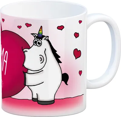 Produktbild von Einhorn Kaffeebecher mit Herz Motiv und Spruch: Mama ... ist die Beste! Tasse