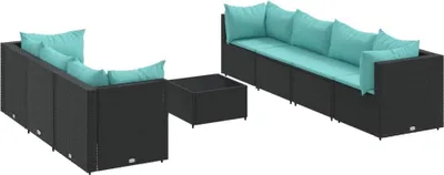 Immagine prodotto di vidaXL set salotto da giardino 8 pezzi con cuscini in polirattan nero