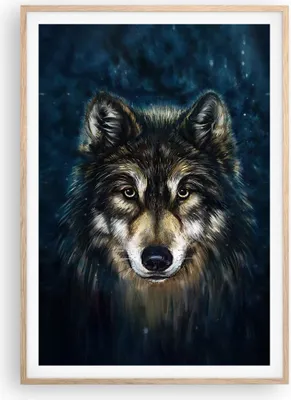 Produktbild von Gerahmtes Poster - Rahmen in heller Eiche - Wolf Dunkel Grafik - 70x100 cm - Wand Bild - Wanddeko - Wandbilder - Kunstposter - Wandposter - Bilderrahmen - Bilder - Kunstdruck - P2NPA70x100-4845