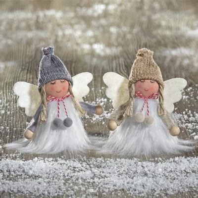 Image de Raebel - 6059 - Ange avec pompon gris/blanc (Ange avec pompon set de 2)