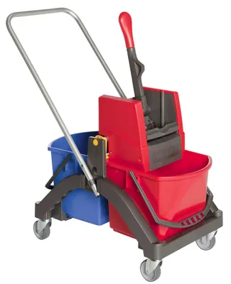 Produktbild von VERMOP Aquva Reinigungswagen mit stabiler Presse und 2x 17L Eimern, 41x95x90 cm