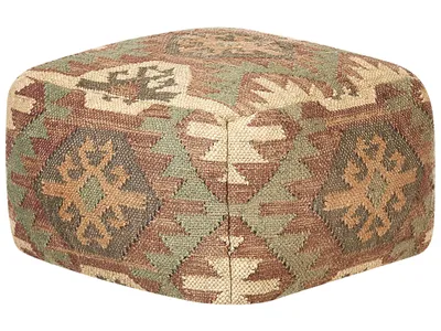 Obrázok produktu pre BELIANI Puf taburetka viacfarebná juta bavlna 50 x 50 x 30 cm geometrický vzor ručne vyrobený boho taburet