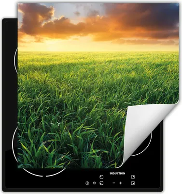 Produktbild von DarHaus Herdabdeckplatte 60x52 cm Anti Rutsch Matte Aufrollbar, Landschaft - Sonne