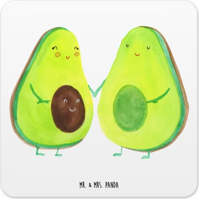 Produktbild von Mr. & Mrs. Panda Untersetzer für Gläser Avocado Pärchen 6er Set - Weiß - Geschenk, Frucht, Flaschenuntersetzer, Familie, Glas-Untersetzer, Coaster, Schwangerschaft