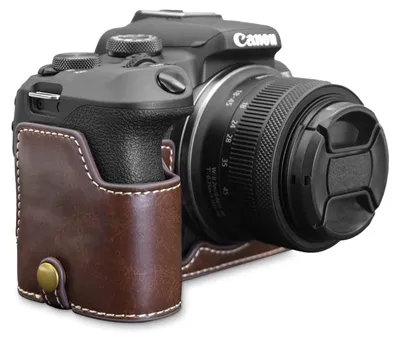 Imagen del producto de Solidchoice - Funda semirrígida de poliuretano (PU) para Canon EOS R10 - Estuche de agarre protector en color café