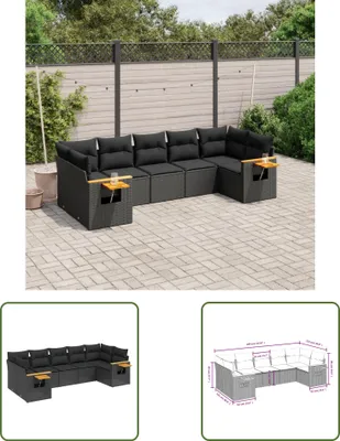 Produktbild von The Living Store 7-tlg. Garten-Sofagarnitur mit Kissen Schwarz Poly Rattan