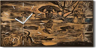 Produktbild von Wanduhr Bürouhr Leinwand Bild Geräuschlos Kunstdruck 60x30 Mahana Ätna - weiße Hände