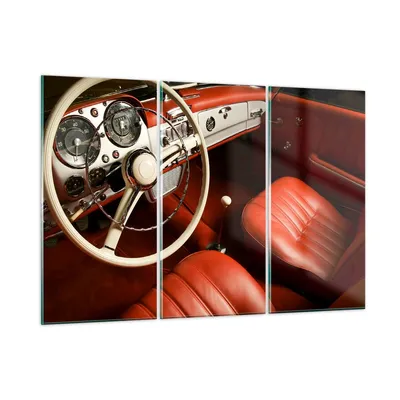 Produktbild von Bilder auf glas - Auto Innenraum Klassisch - 105x70cm - Glasbilder - Wandbilder - Kunstdruck - zum Aufhängen bereit - Wanddekoration aus Glas - Glas Bilder - Wandbild auf Glas - GCE105x70-0149