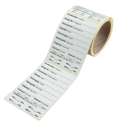 Produktbild von Selbstklebendes Reifenetikett mit metallisierter Rückseite zur Kennzeichnung bei der Radeinlagerung, Format: B 80 x H 120 mm, Weiß, Verpackungseinheit: 1 ROL/100
