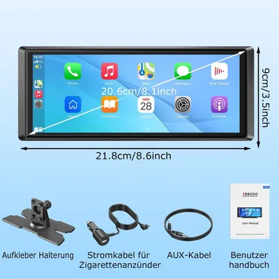 Produktbild von Autoradio Touchscreen 8 Zoll Apple Carplay Android Auto Digital Armaturenbrett mit Bluetooth AUX Radio AM FM Kapazitiv Universal 8-Zoll-CarPlay nur