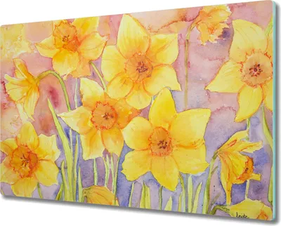 Produktbild von Coloray Hackbrett Kochplattenabdeckung Herdabdeckplatte 80x52 cm Schneidebrett Küchenbrett - Blumen Zeichnung