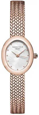 Zdjęcie produktu dla Zegarek damski ROSEFIELD MINI OVAL z siateczką w kolorze różowego złota MWRMR-M07