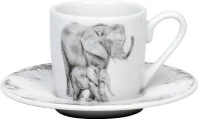 Produktbild von Könitz Espressotasse Amazing Animals Elefant, Tasse, Kaffeetassen, Porzellan, Weiß, 85 ml, 1150532761