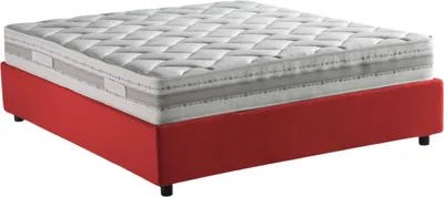 Produktbild von Quadratisches und halbes Bett Dmalizi, Containerbett mit Stoffbespannung, 100%  Italy, Frontöffnung, inklusive Matratze 120x200 cm, Rot