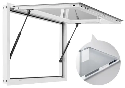 Image de Fenêtre de snack VEVOR (9165 x 610 mm), fenêtre de service avec cadre en aluminium pour remorque de snack, fenêtre de service avec angle d'ouverture de 85° pour chariot de snack, fenêtre de concession résistante à l'eau de pluie