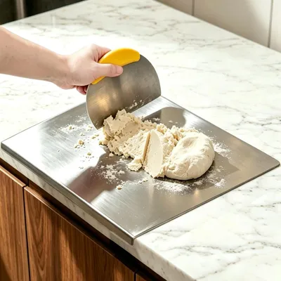 Imagen del producto de Tabla de cortar de acero inoxidable, 30 x 40 cm, robusta, ideal para la preparación de alimentos en la cocina