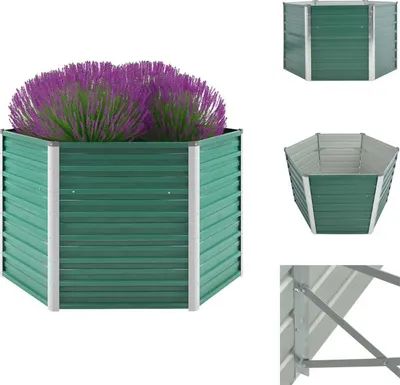 Zdjęcie produktu dla vidaXL Podwyższony kwietnik ogrodowy Stal ocynkowana 129x129x77 cm Zielony - Donice i doniczki