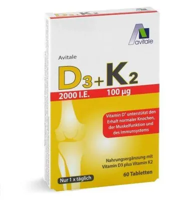 Produktbild von D3+K2 2000 I.E.+100 μg Tabletten 60 St