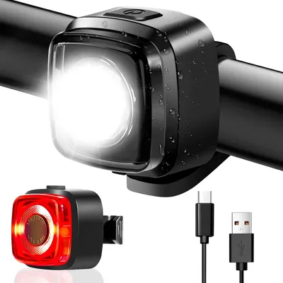 Productafbeelding van Fietslichtset, goedgekeurde fietsverlichting, Bike Light USB-oplaadbaar Type-C, fietslicht voor en achter, IPX5 waterdicht fietslichter
