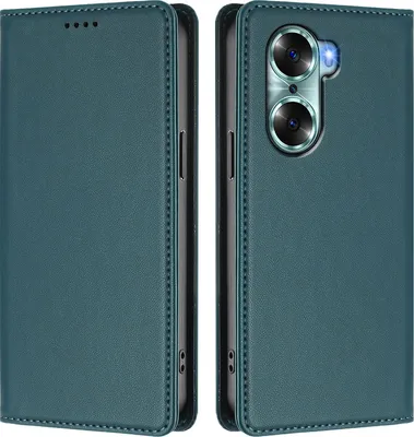 Image de Étui en cuir pour Honor 60, étui à rabat magnétique en cuirPolyuréthaneavec support, vert