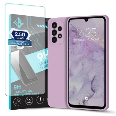 Produktbild von Hülle für Samsung Galaxy A33 5G mit 9H Displayglas Displayschutz Case Cover Bumper Smartphone Softgrip Schutzhülle Farbe: Lila