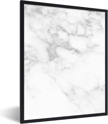 Produktbild von MuchoWow® Gerahmtes Poster Marmor - Weiß - Grau - Luxus - Marmoroptik - Stein 60x80 cm - Poster mit Schwarzem Bilderrahmen Wandposter Rahmen Foto Bilder - Premium - Wanddeko Wohnzimmer