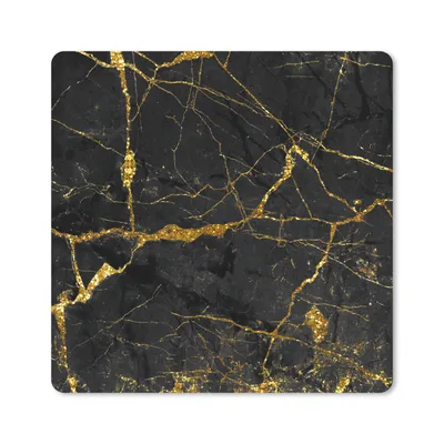 Obrázek produktu pro Podložka pod myš - Mramor - Zlatá - Černá - Mramorový vzhled - Luxe - Třpytky - 30x30cm - Podložka pod myš