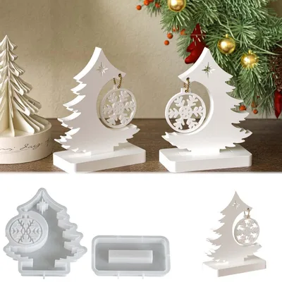 Produktbild von 2er Set Silikonformen Weihnachten Tannenbaum Schneeflocke Gießformen für Gips Harz