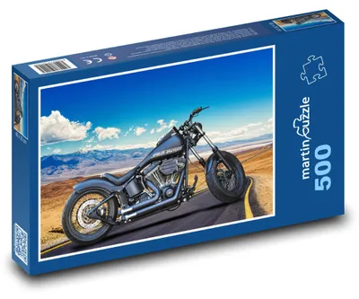 Zdjęcie produktu dla Puzzle 500 Czarny motocykl na drodze - martinpuzzle