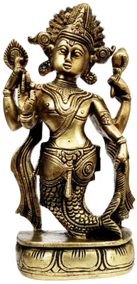 Messing Vishnu Matsya Avatar Figur, 3 x 1,5 x 6 Zoll, Sammlerstück