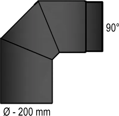 Produktbild von Rauchrohrbogen aus Stahlblech (Stärke 2 mm) bei 90° Variante mit Tür