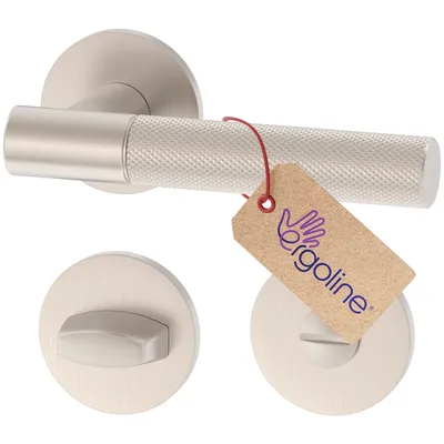 Produktbild von ERGO line Silber Türbeschlag LEA für Badtüren WC, Türbeschlag mit gerändeltem Griff; Matt Vernickelt, Türgriff; Türklinke; Türdrücker
