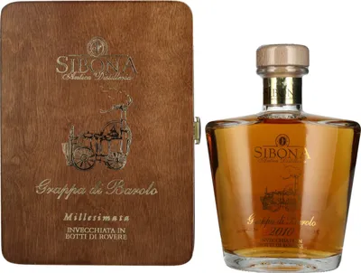 Produktbild von Sibona RISERVA SPECIALE Grappa di Barolo MILLESIMATA 2010 44% Vol. 0,7l in Holzkiste