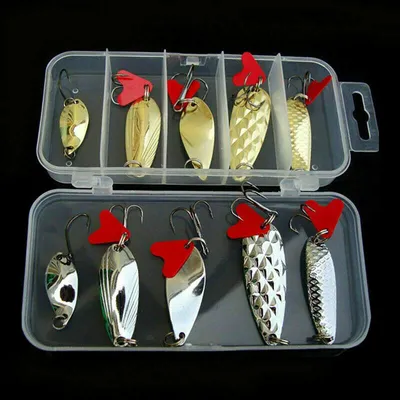 Produktbild von 10tlg /Box Spinner Angeln Set Blinker Köder Hecht Forelle Zander Barsch