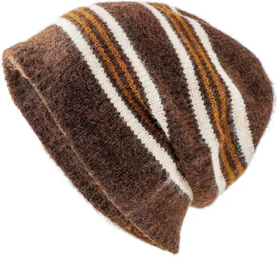 Produktbild von INF Gestreifte Wollmütze - Warme und stilvolle Strickmütze für den Winter Kaffee