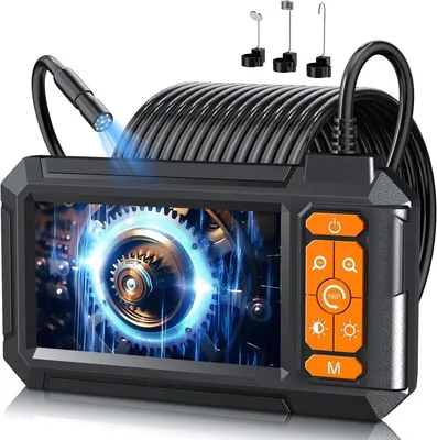 Produktbild von Endoskopkamera mit Licht, Endoskop mit 4,3 Zoll IPS-Bildschirm, 5m Kabel, 1080P HD mit 8 LED-Lichtern, halbstarrer Kabelbohrungsbereich