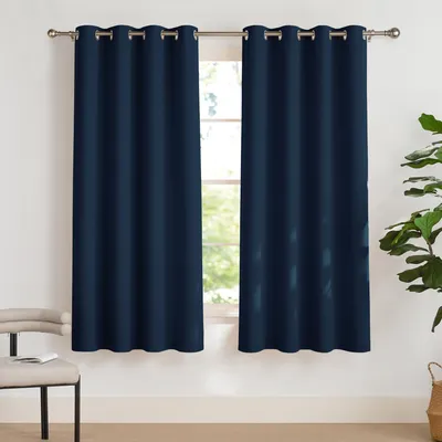 Productafbeelding van Thermoverduisterende gordijnset, 2 stuks, 160 x 140 cm, donkerblauw