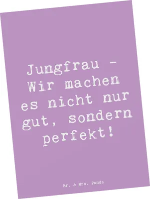 Produktbild von Mr. & Mrs. Panda Postkarte Spruch Jungfrau Perfektion - Lavendeltraum - Geschenk, Postkarten, Sternzeichen, Organisation, Tierkreiszeichen, Geschenke Astrologie, Horoskop