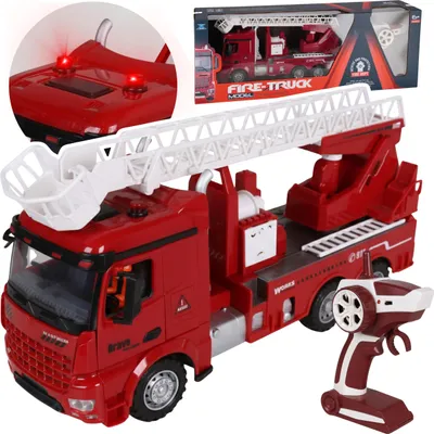 Obrázok produktu pre Hasičské auto na diaľkové ovládanie s VYSUVATEĽNÝM REBRÍKOM, detské auto SVETLO, ZVUK 6+