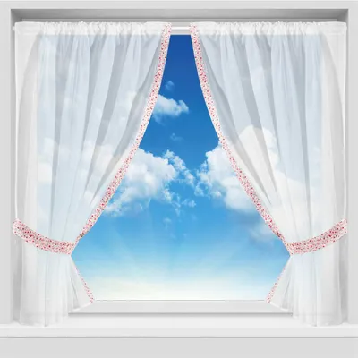 Zdjęcie produktu dla Zestaw zasłon z woalu z tunelem na karnisz, 120 x 140 cm, kolorowe kwiaty – 4-częściowy