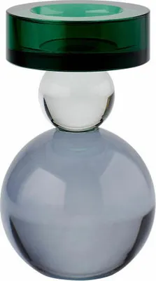 Produktbild von Gift Company Kerzenhalter Sari Kugel, Kerzenständer, Kristallglas, Grün, Transparent, Grau, 13 cm, 1094601008