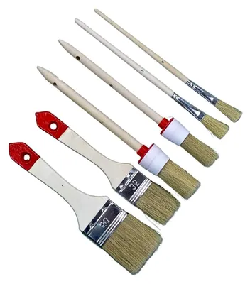Produktbild von ROTIX Pinsel-Set 6-teilig: 2 Flachpinsel, Ringpinsel, Emaillelackpinsel
