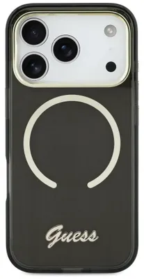 Obrázek produktu pro Kovové pouzdro Guess IML Script MagSafe pro iPhone 17 - černé