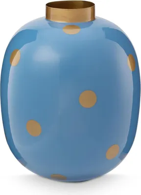 Produktbild von Pip Studio Vase Metal Dots Light Blue-Gold 32cm