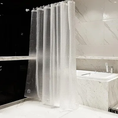 Produktbild von 3D Wasserwürfel Duschvorhang mit Seidenmuster, wasserdicht, Kieselstein-Design, 180x200 cm + verstellbare Stange 110-200 cm + Haken für Badezimmer.
