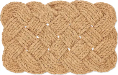 Immagine prodotto di Zerbino Relaxdays in fibra di cocco, motivo a nodi, 75 x 45 cm, realizzato a mano, utilizzabile su entrambi i lati, zerbino da ingresso, colore naturale
