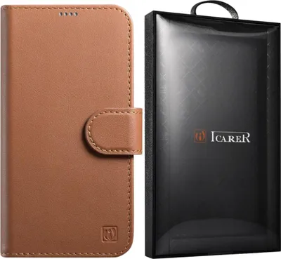 Immagine prodotto di Icarer Custodia Portafoglio 2In1 Iphone 14 Pro Max in pelle con patta anti-Rfid Marrone (Wmi14220728-Bn)
