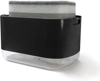 Produktbild von Seifenspender mit Schwammhalter für Arbeitsplatte 300ml einhandbedienbar