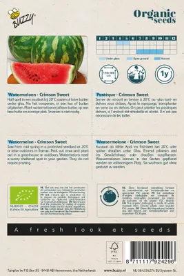 Obrázek produktu pro Buzzy Organic Wassermelone Crimson Sweet -Samen - Ca. 1 gr | Buzzy_92429