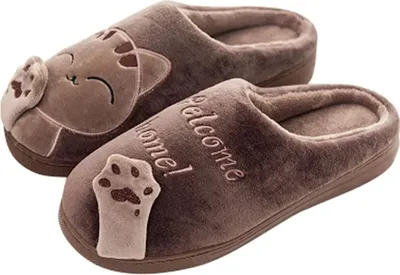 Produktbild von Kuschelige Katze Pantoffeln Warm Plüsch Hausschuhe Winter Bequeme Rutschfeste Slippers Herren Damen